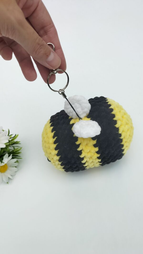 oplus_1058 Knuffel bij/ sleutelhanger (geel-zwart) maat groot