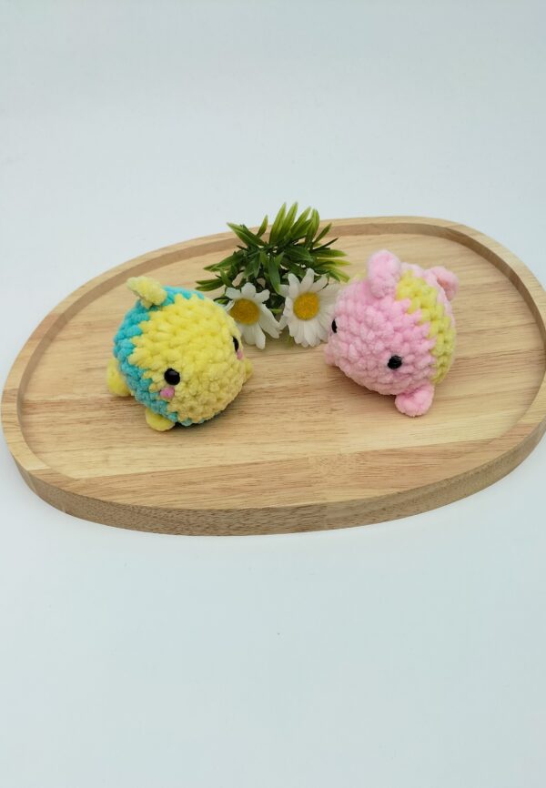 groepsfoto knuffel visjes voor 2 Knuffel visje (roze-geel)