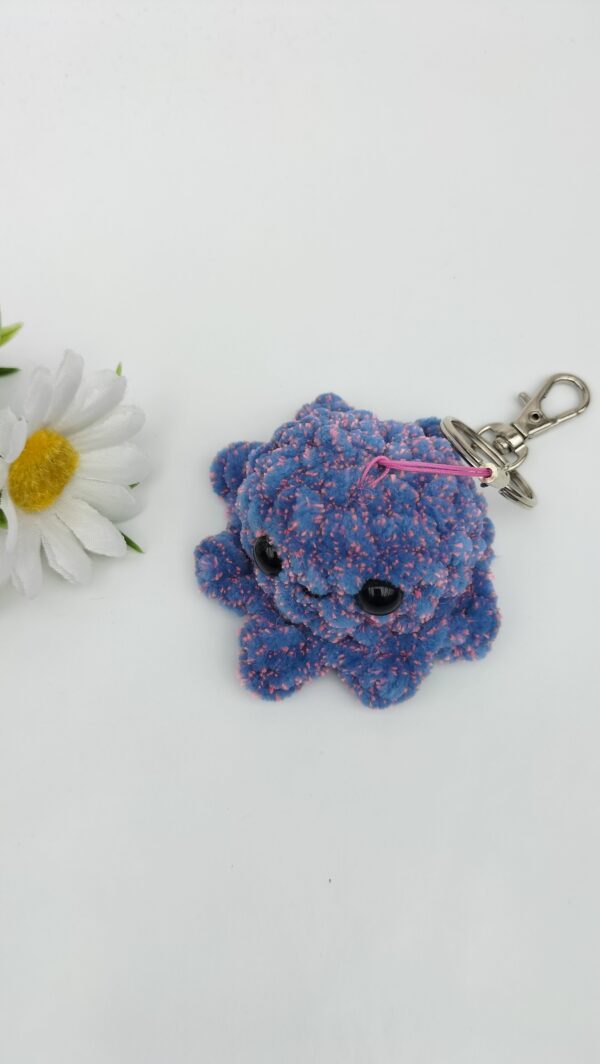 Sleutelhanger octopusje (roze blauw gespikkeld/ galaxy)