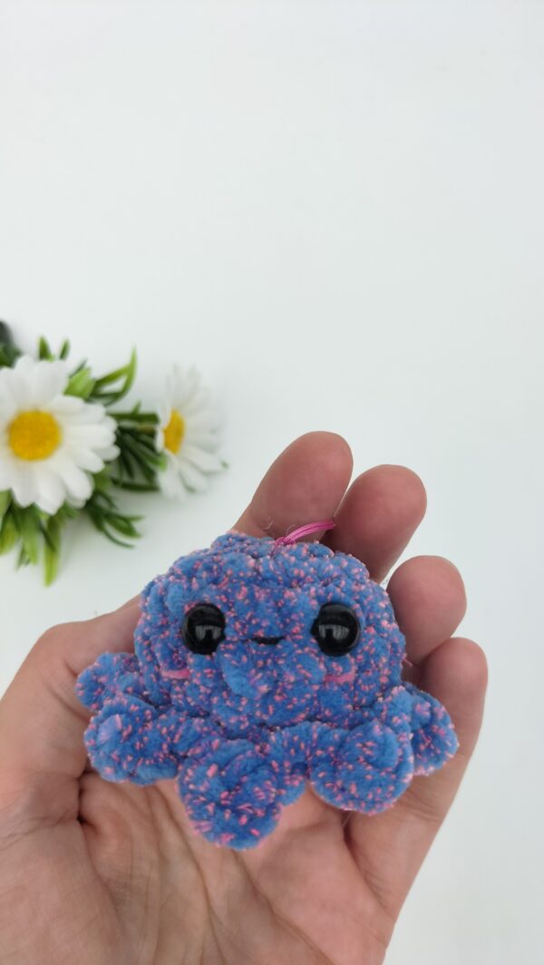 Sleutelhanger octopusje (roze blauw gespikkeld/ galaxy)