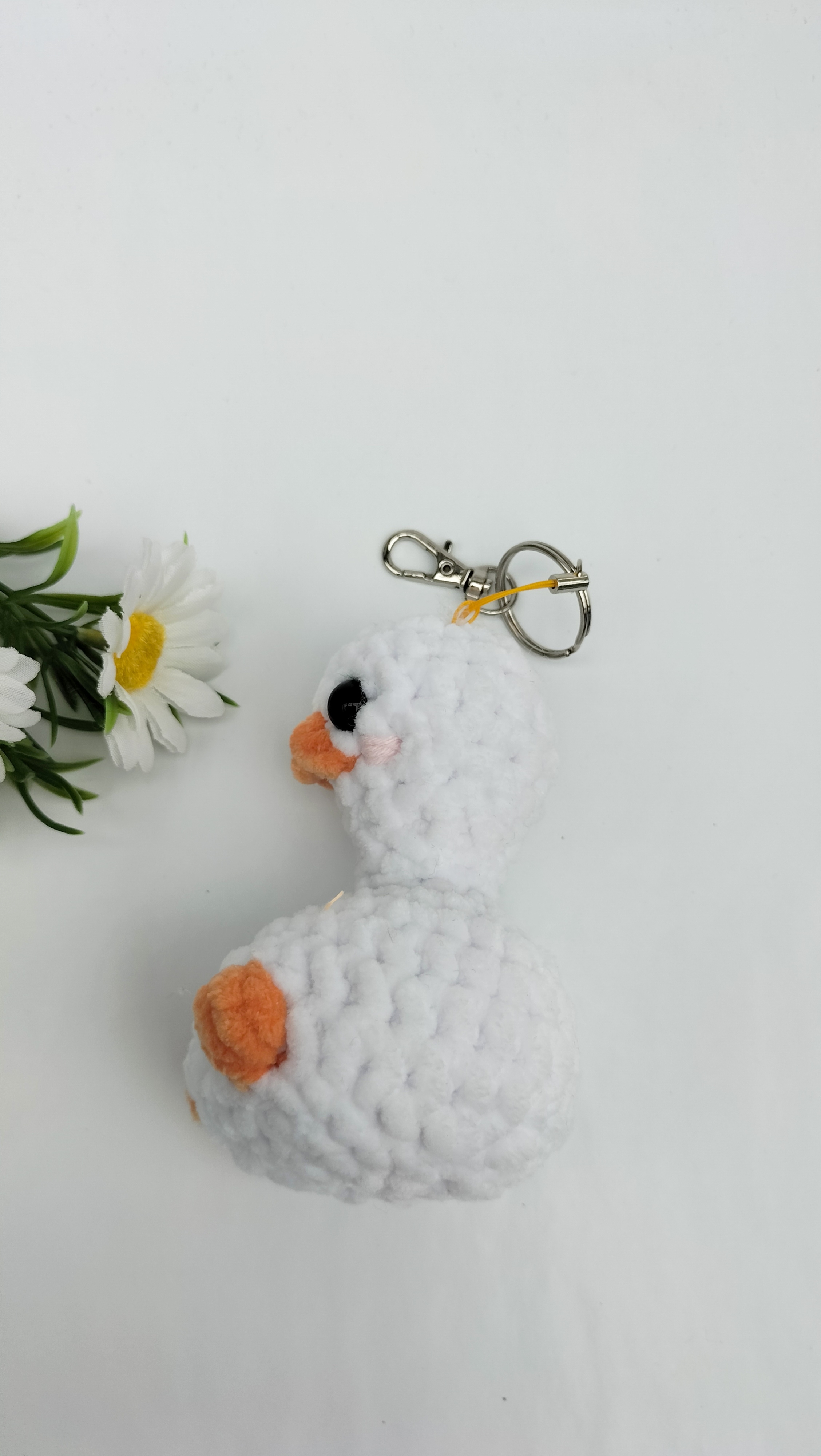 Oplus_1058 Sleutelhanger gek eendje (wit)