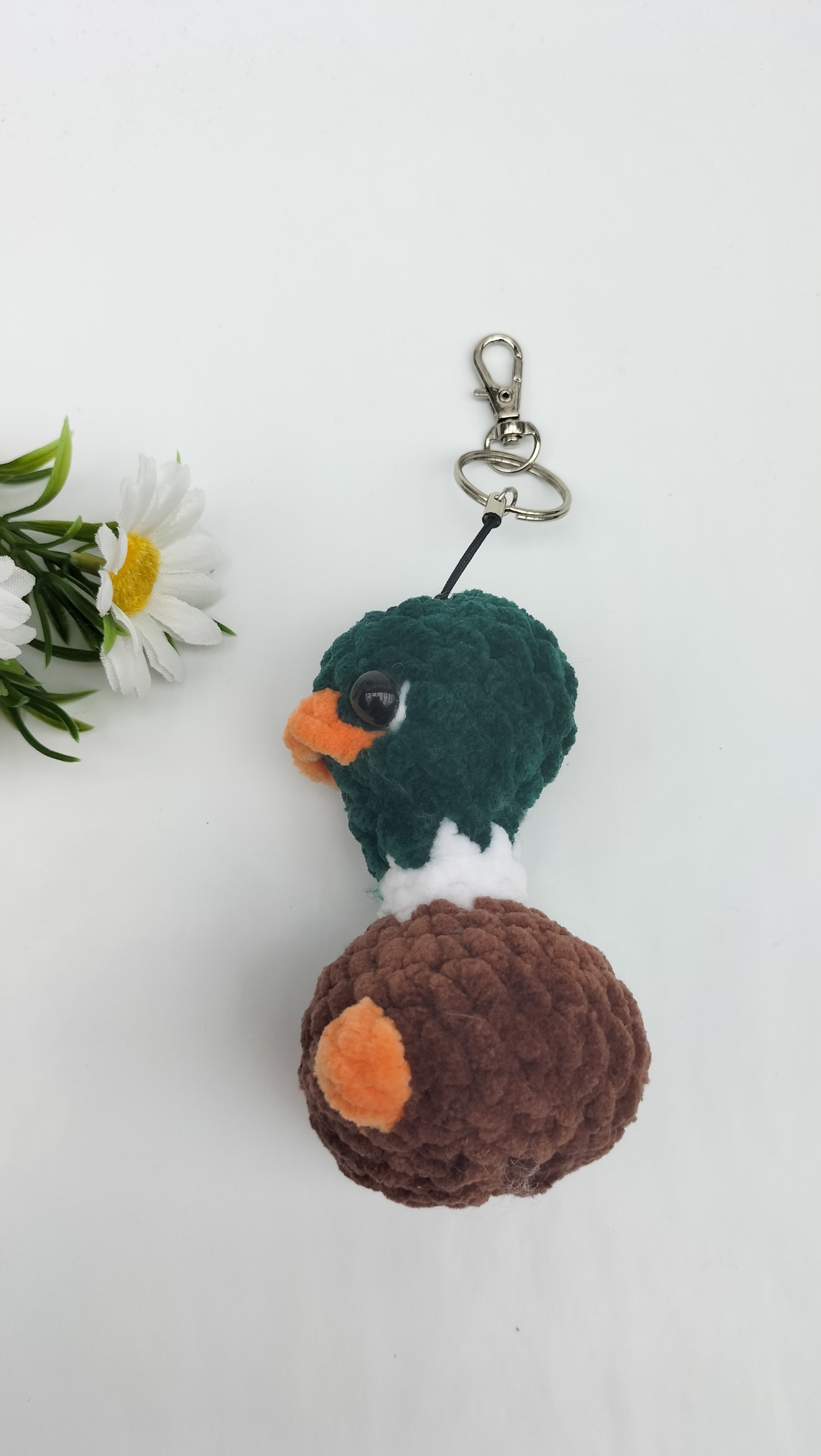 Sleutelhanger gek eendje (groen-bruin)