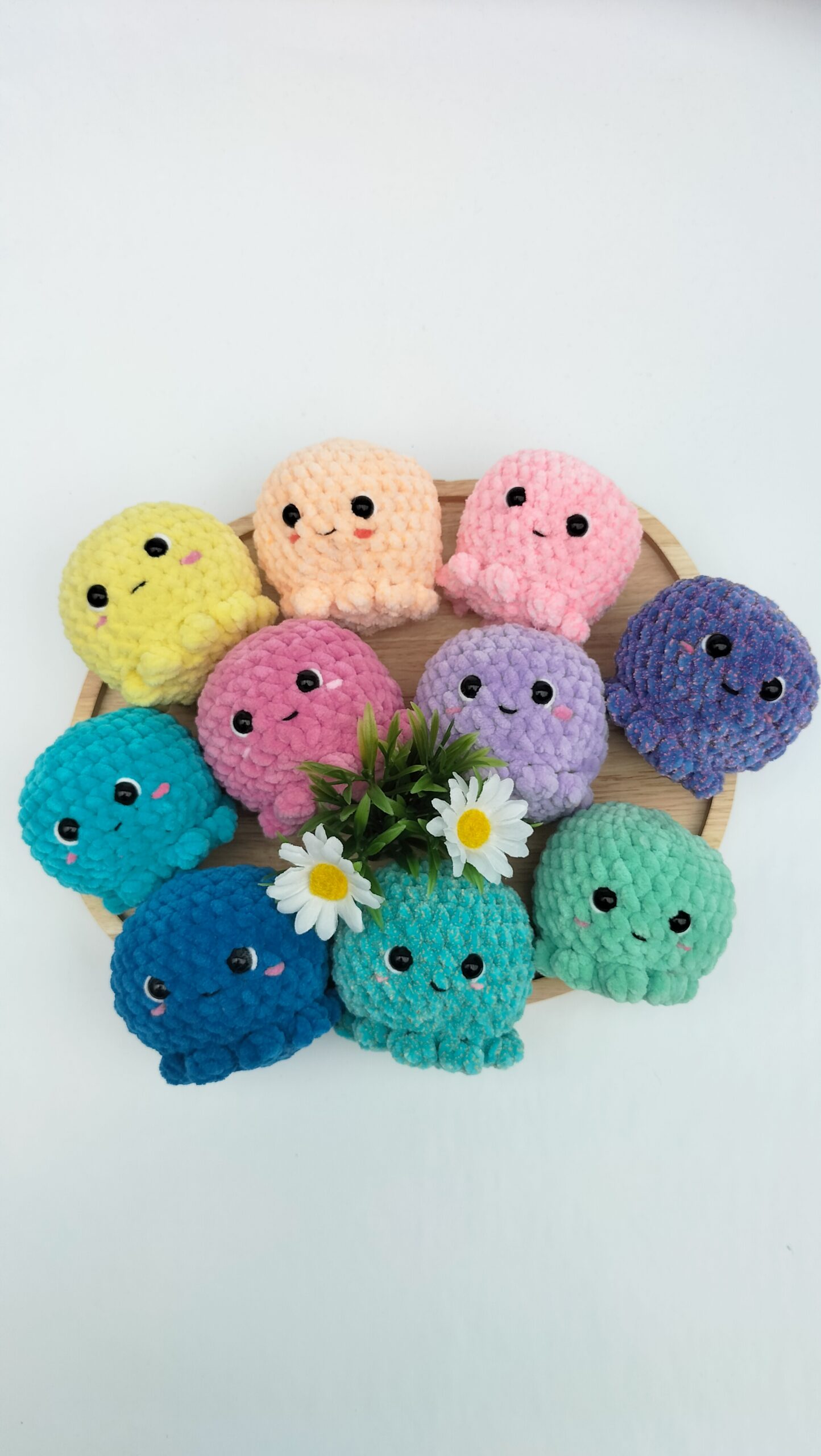 Knuffel inktvis (blauw gespikkeld)