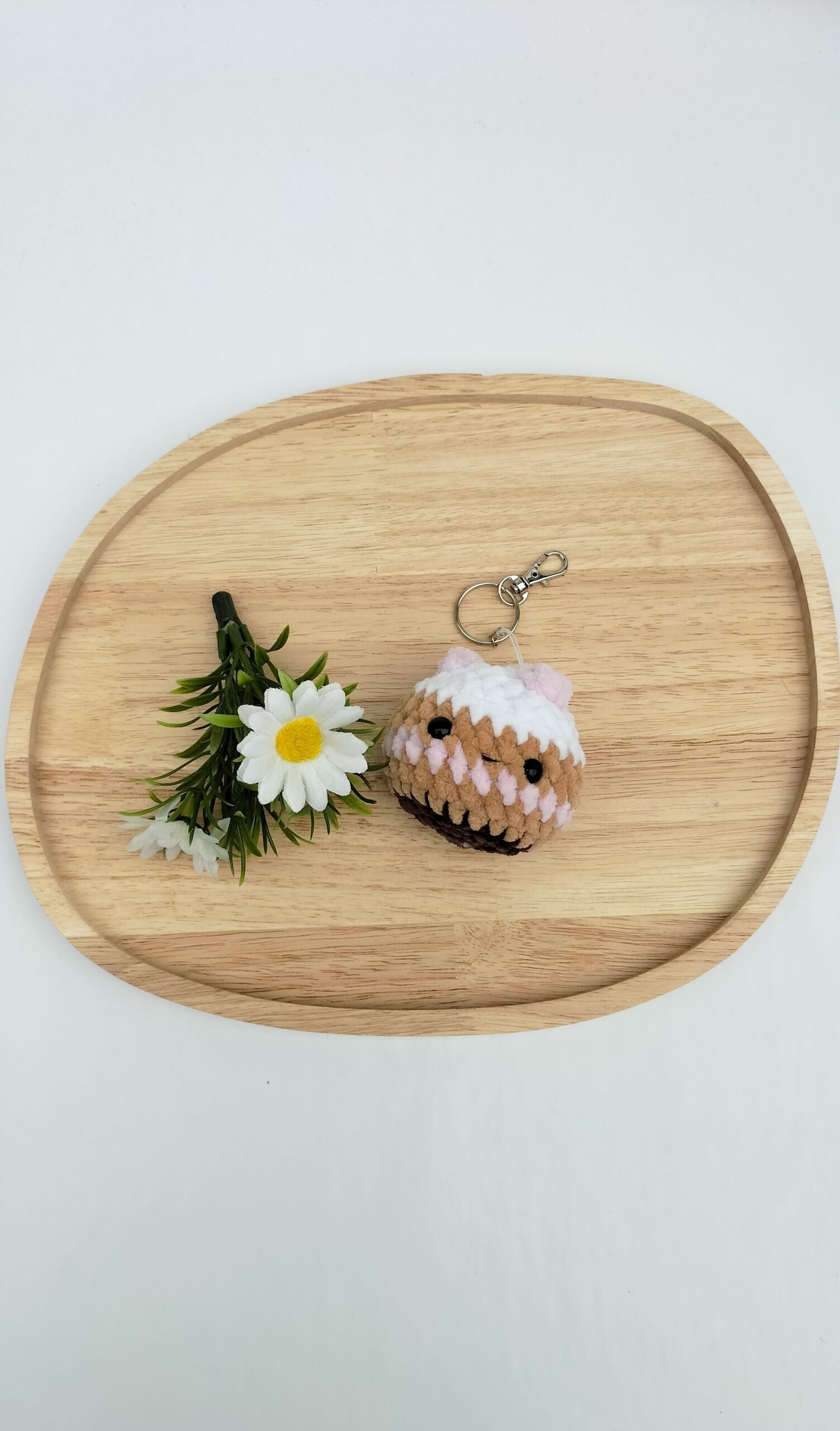 Sleutelhanger cupcake - donker roze