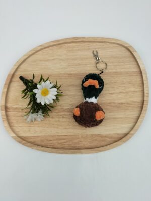 Sleutelhanger gek eendje (groen-bruin)