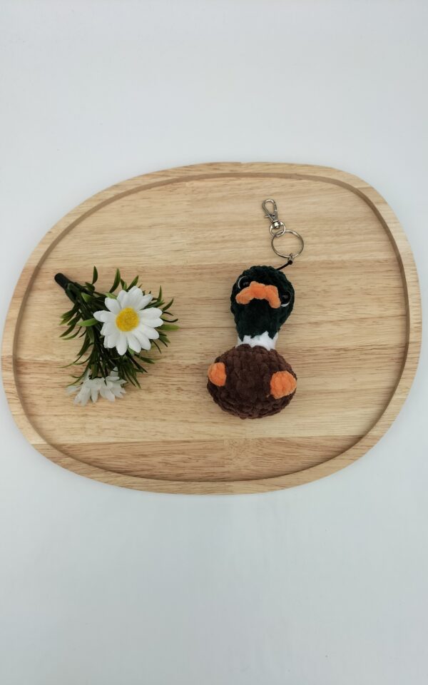 Sleutelhanger gek eendje (groen-bruin)