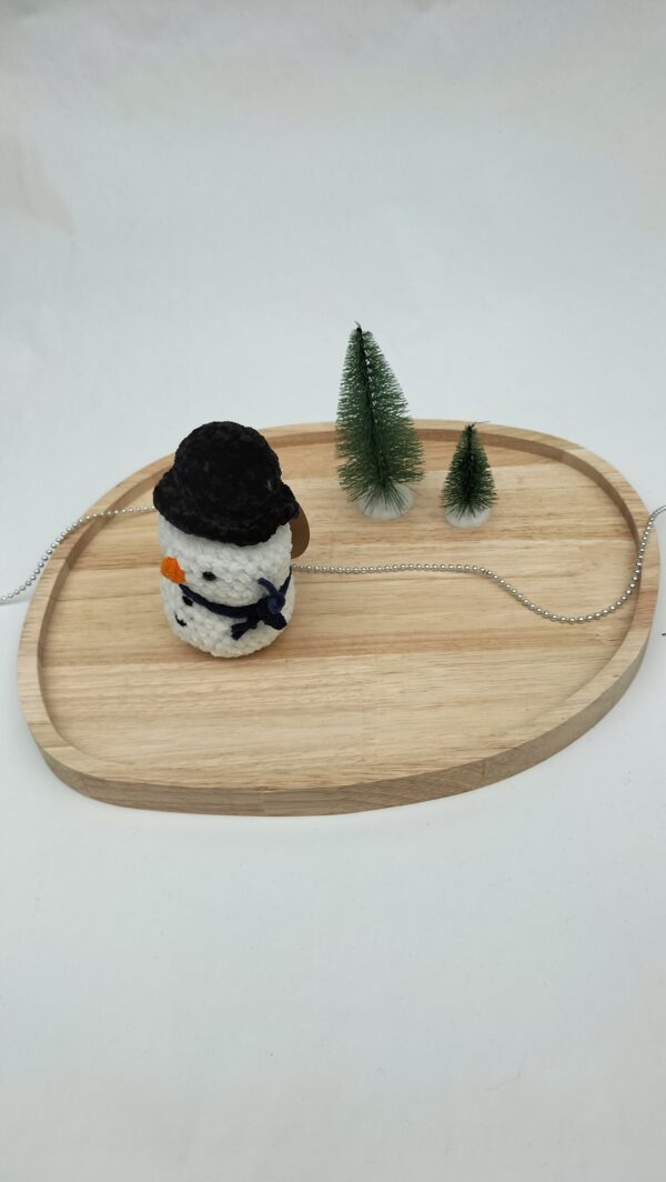 Knuffel sneeuwpop klein (met donker blauwe sjaal)