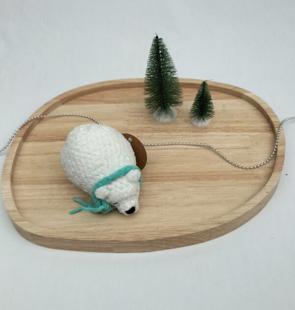 Knuffel slapende ijsbeer klein (licht zeegroene sjaal)