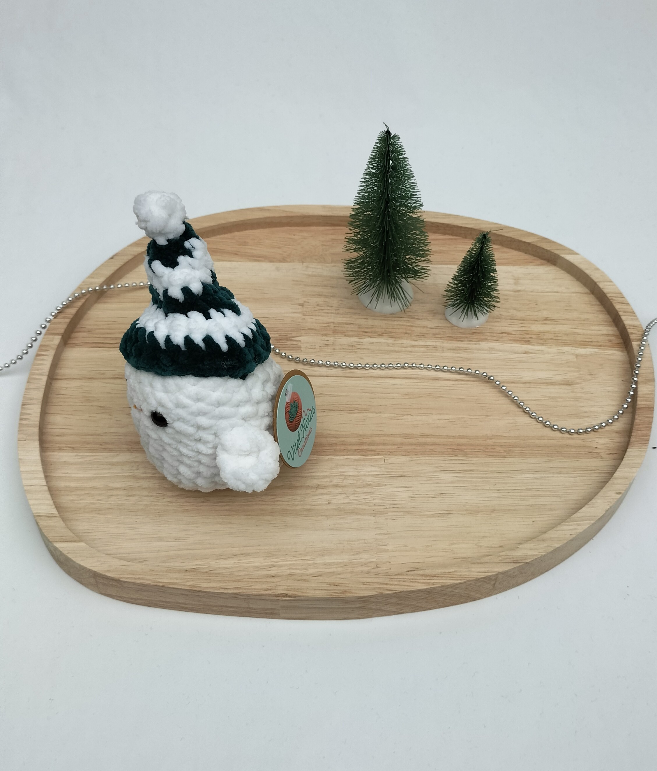 Knuffel pinguïn met muts groot (donkergroen-wit)