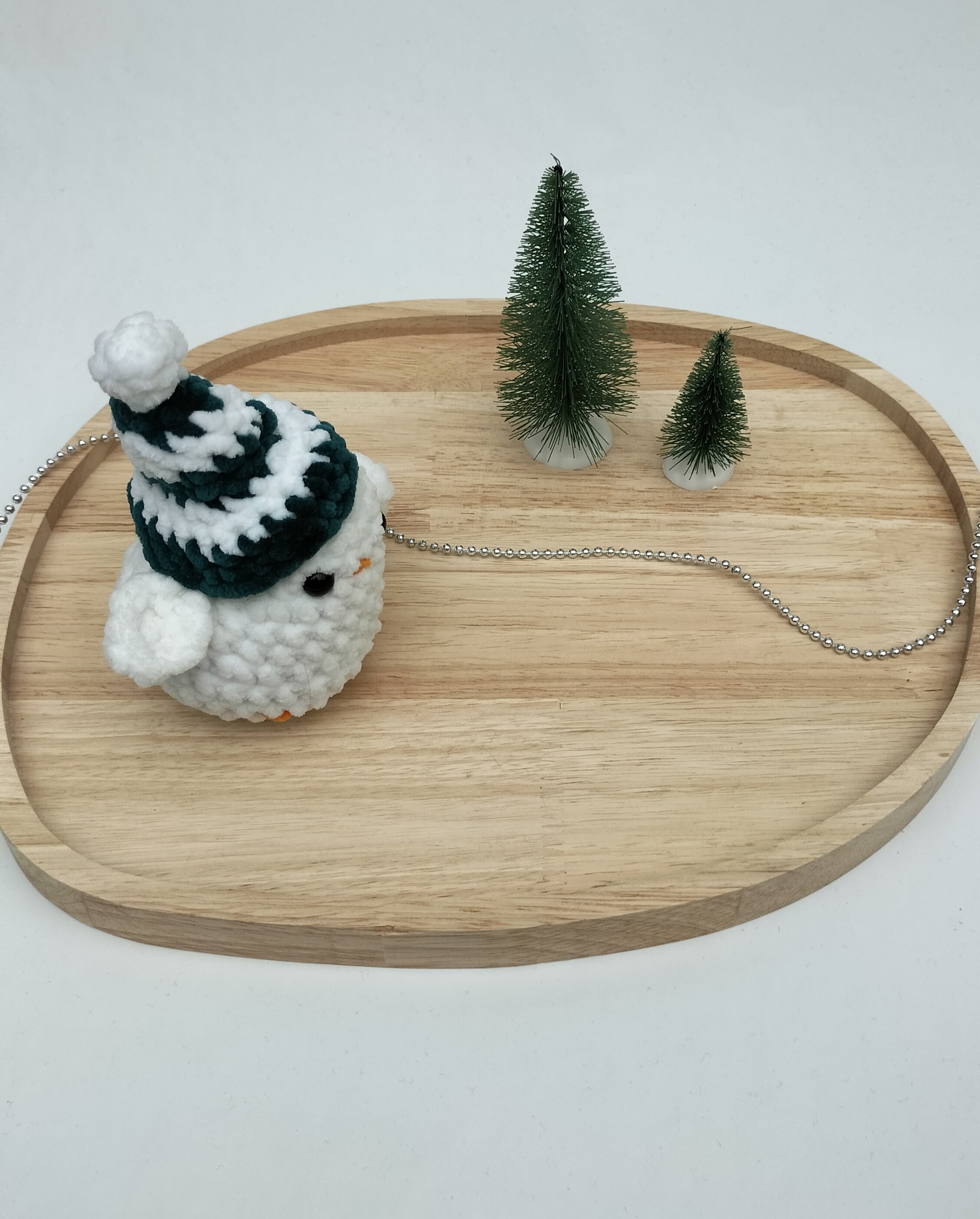 Knuffel pinguïn met muts groot (donkergroen-wit)