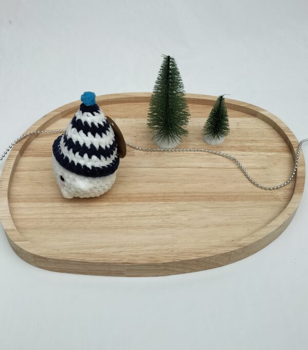 Knuffel mushi met muts klein (donker blauw-wit)