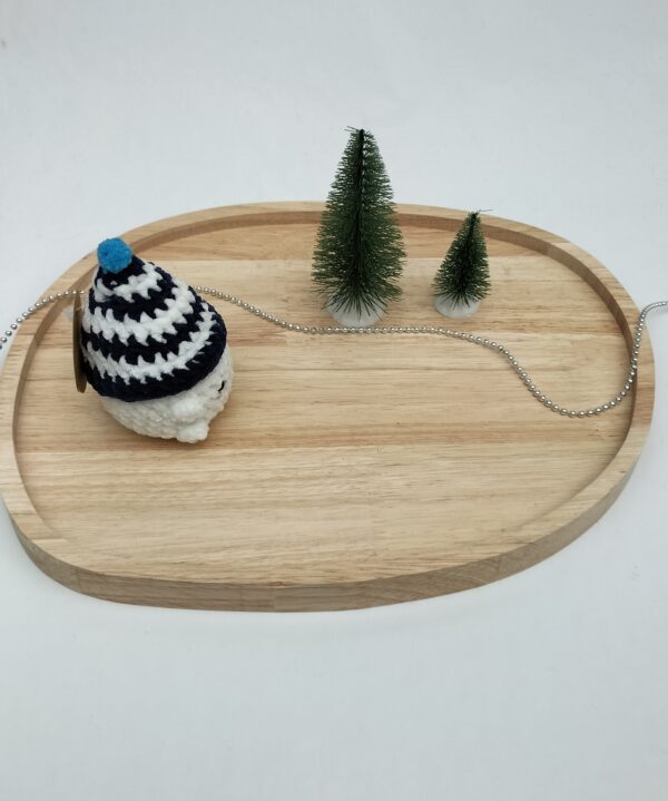 Knuffel mushi met muts klein (donker blauw-wit)