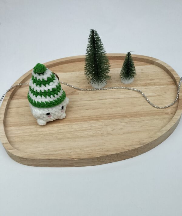 IMG20251103160343 Knuffel mushi met muts klein (groen-wit)