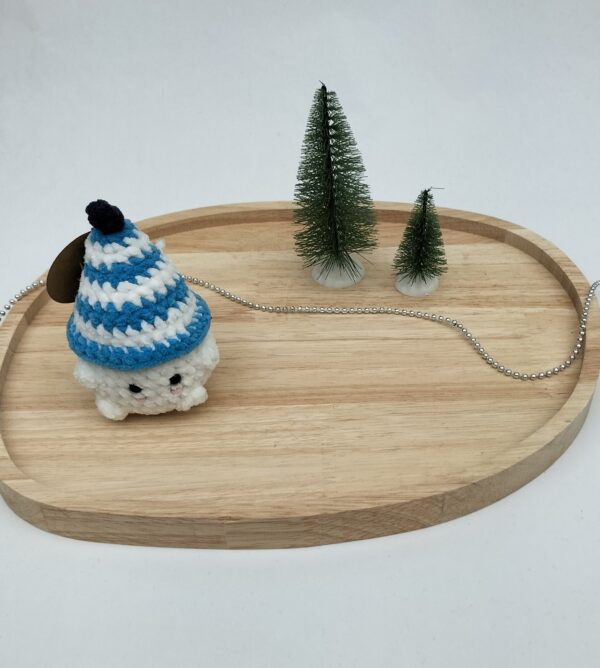 Knuffel mushi met muts klein (lichtblauw-wit)