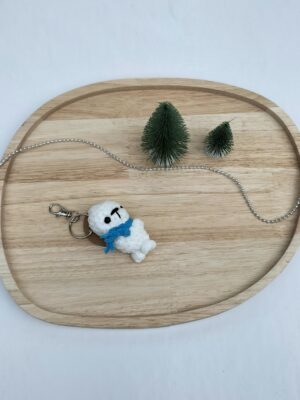 Sleutelhanger zeehond (wit met lichtblauwe sjaal)