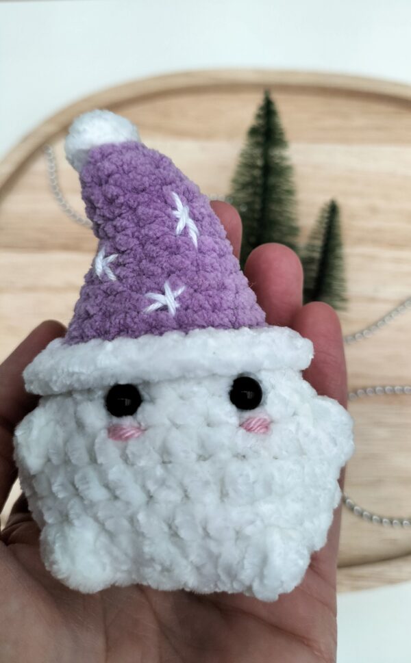 Knuffel mushi met muts klein (paars met witte sterren)