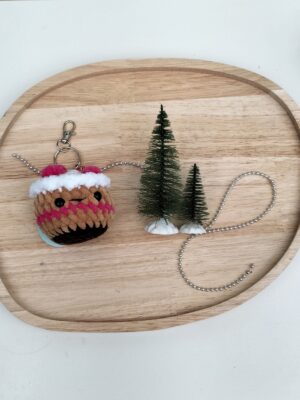 Sleutelhanger cupcake - donker roze