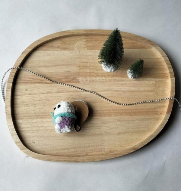 Sleutelhanger ijsbeer (lila met mint sjaal)