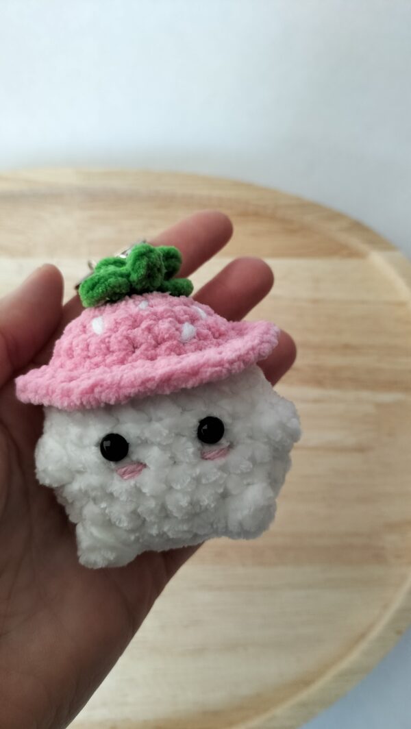 Sleutelhanger mushi- aardbei roze